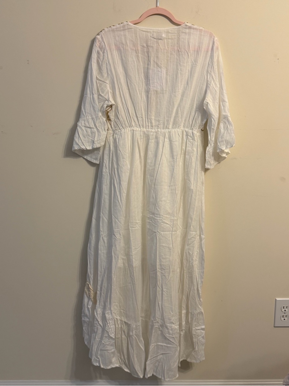Ivory Embroidered V-Neck High-Low Boho Dress - Picture 4 of 4